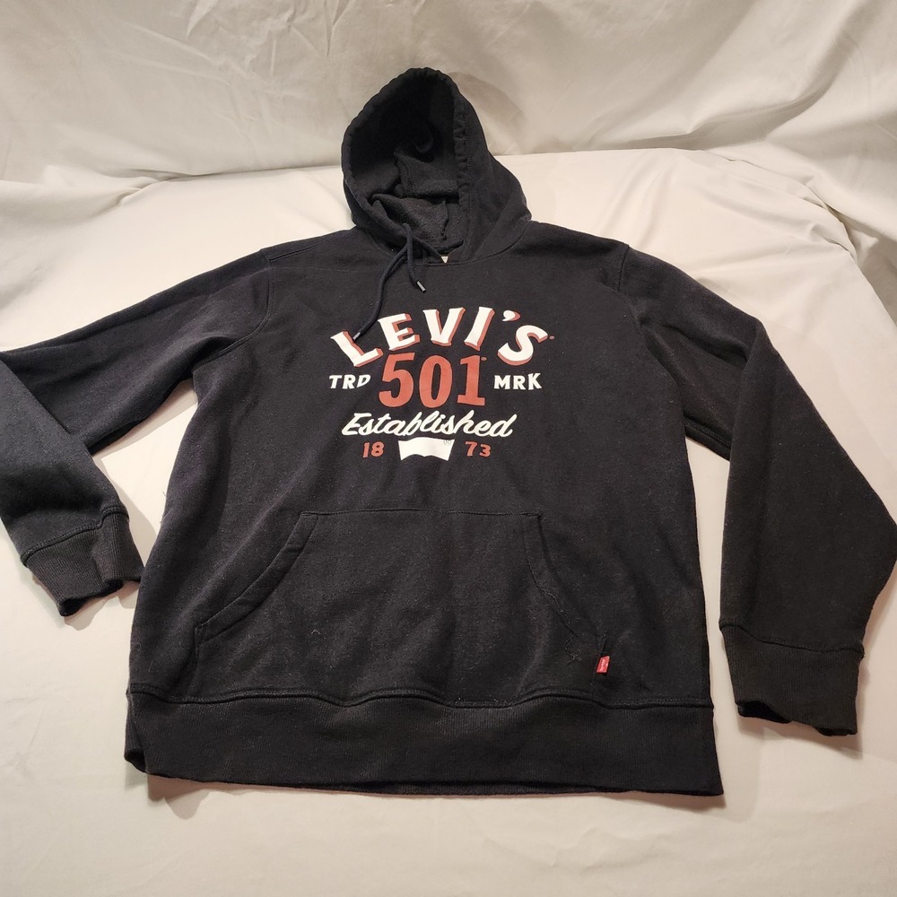 Levi's Men's Hoodie Size Large L‎ Black Long Sleeve Hooded Sweatshirt